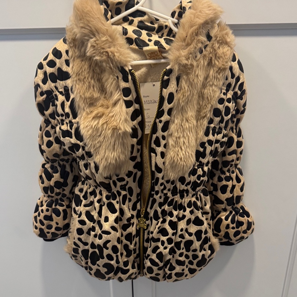 NWT Leopard Print Faux Fur Kids Jacket